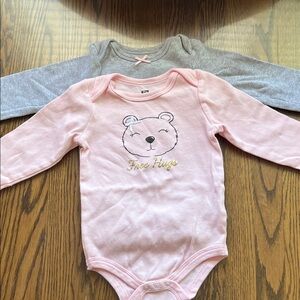 Pink and Gray Bear Print Kids One Piece